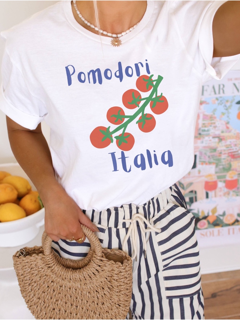 NWT Bella Canvas White Pomodori Italia Graphic Tee XS & S